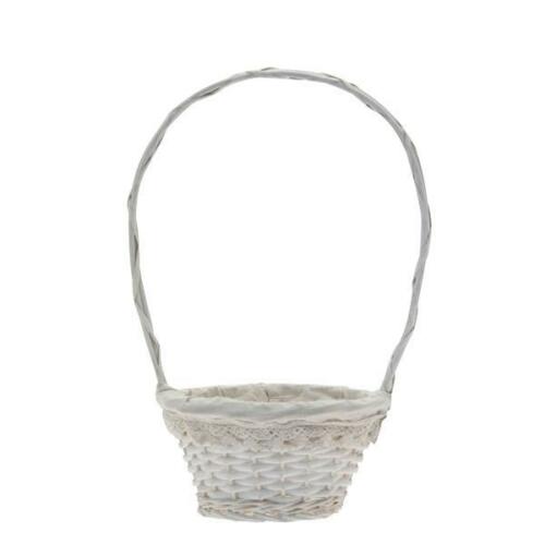 Round White Lace Trim Basket