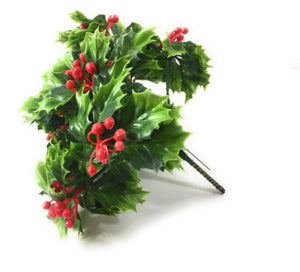 12 Stem Holly Pick Bunch (6.5inch) Christmas Artificial Wreath Decoration