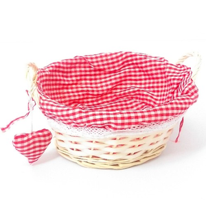 23cm Red Round Gingham Cloth Lined Basket