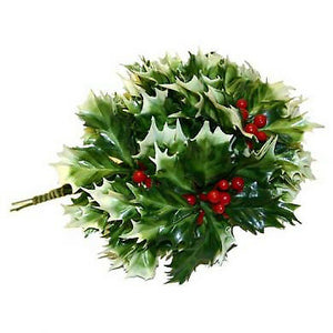 12 Stem Variagated Holly Pick Bunch (6.5inch) Christmas Artificial Wreath Decoration