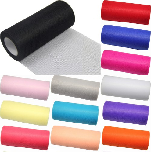6 Inch x 25Yds Tulle Fabric on Roll - Various Colours