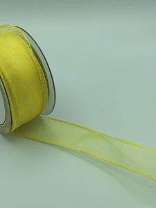 50mm Yellow Wired Edge Organza Ribbon